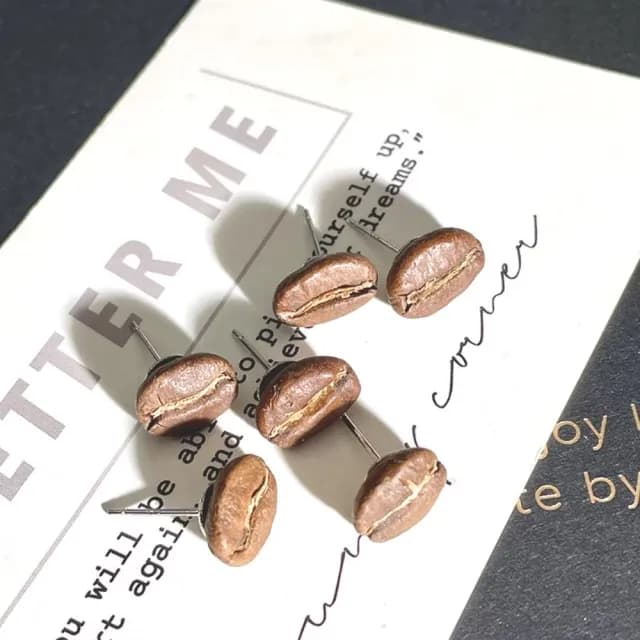 【文藝少女】日系ins簡約文青咖啡豆耳環(耳針 耳釘 耳飾 飾品 時尚穿搭 文藝)