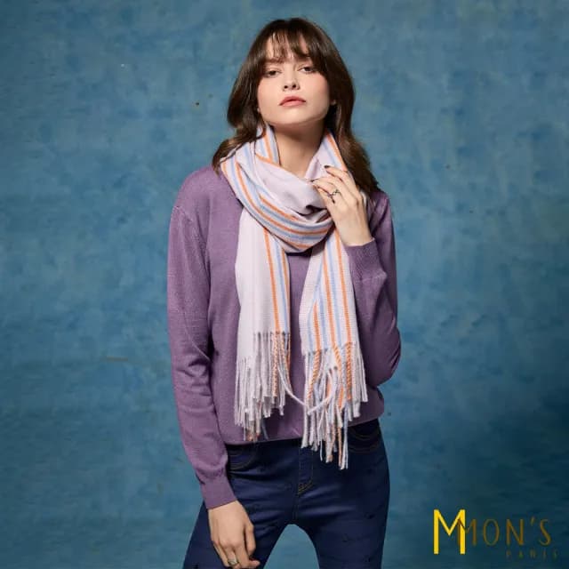 【MON’S】綿羊毛親膚格紋圍巾(4色任選)