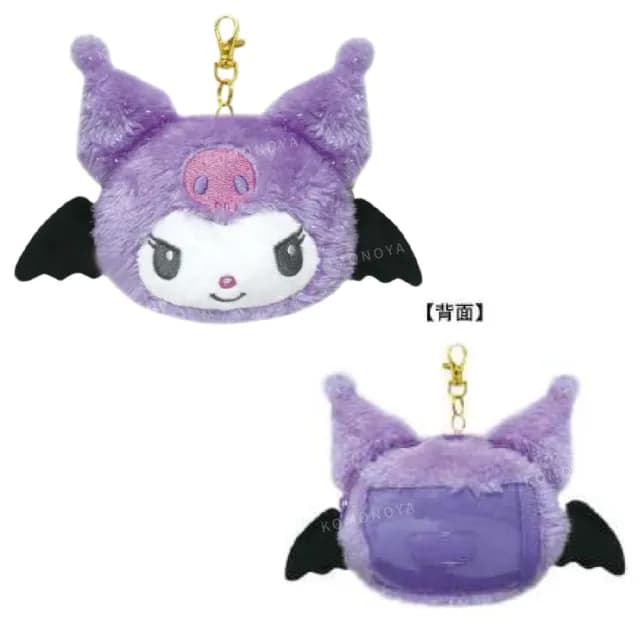 【小禮堂】Sanrio 三麗鷗 絨毛大臉伸縮票卡零錢包 天使系列 美樂蒂 酷洛米(平輸品)