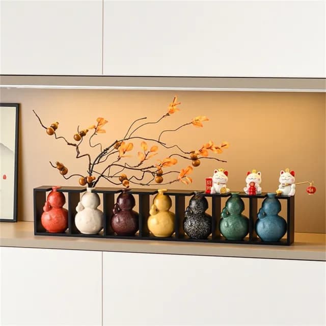 【超微米】招財福祿葫蘆擺飾 花瓶 入戶擺件 鞋櫃電視櫃裝飾品 喬遷開業禮物 擺設(招財福祿葫蘆擺飾)