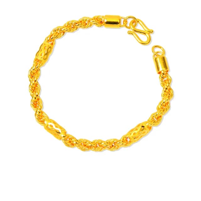 【GJS 金敬順】雙11黃金手鍊 無限 888發財 麻花 男款(金重:3.64錢/+-0.03錢)