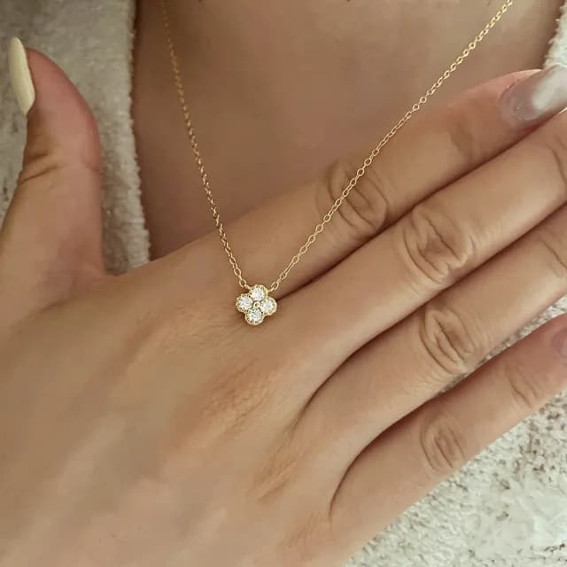 【CReAM】Quincy 925純銀花瓣幸運草四葉草金色銀色女項鍊項鏈(生日 禮物 送禮 禮盒)