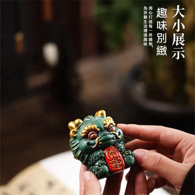 【超微米】招財貔貅擺件 麒麟桌面擺飾 開運招財擺設 生日禮物 喬遷新居裝飾品 送禮禮品(招財貔貅+鑼鼓底座)