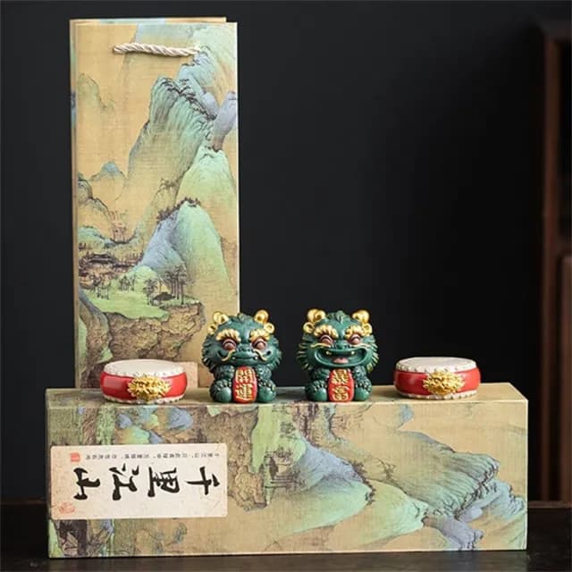 【超微米】招財貔貅擺件 麒麟桌面擺飾 開運招財擺設 生日禮物 喬遷新居裝飾品 送禮禮品(招財貔貅+鑼鼓底座)