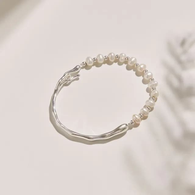 【vacanza】流線珍珠．純銀手鍊