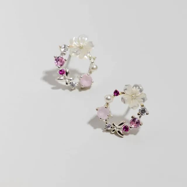 【vacanza】貝殼花環・純銀耳環