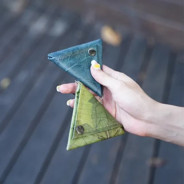 【Tevrin 森光】雙11 樹葉三角零錢包(樹葉錢包／環保再生／文青質感／手工製造)