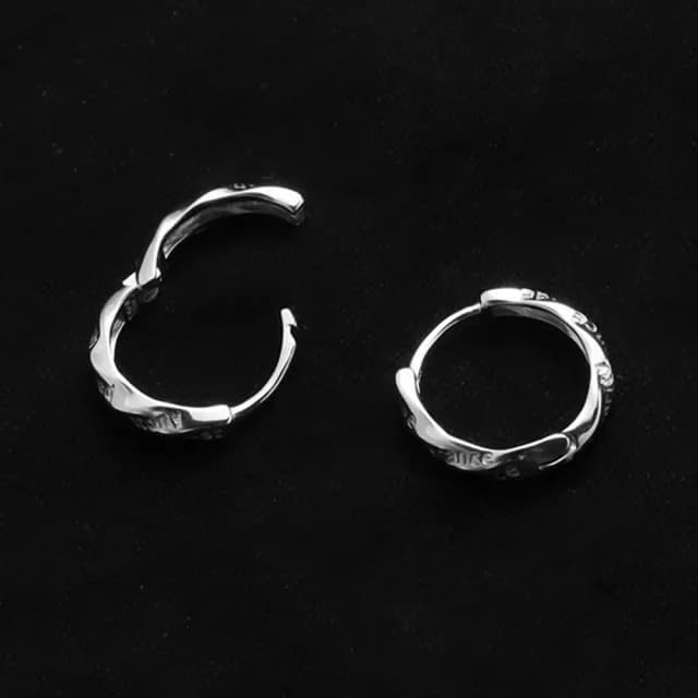 【MoonDy】七宗罪耳環 純銀耳圈 環狀耳環 莫比烏斯耳飾 男生飾品 耳扣 字母素圈 配飾