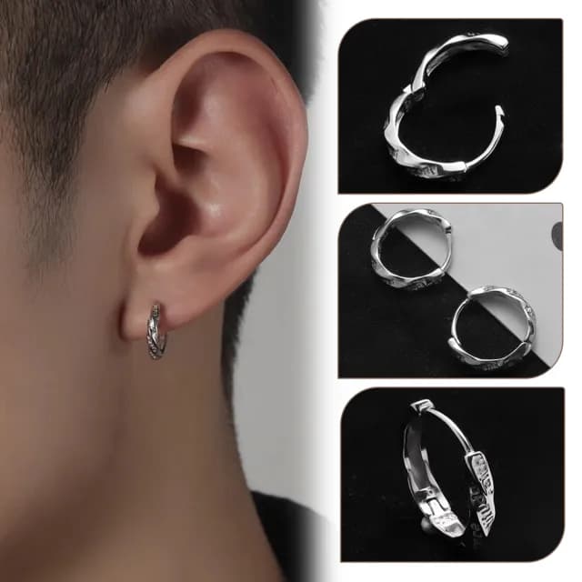 【MoonDy】七宗罪耳環 純銀耳圈 環狀耳環 莫比烏斯耳飾 男生飾品 耳扣 字母素圈 配飾
