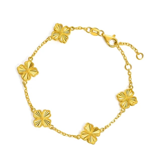 【點睛品】璀璨幸運草 黃金手鍊_計價黃金