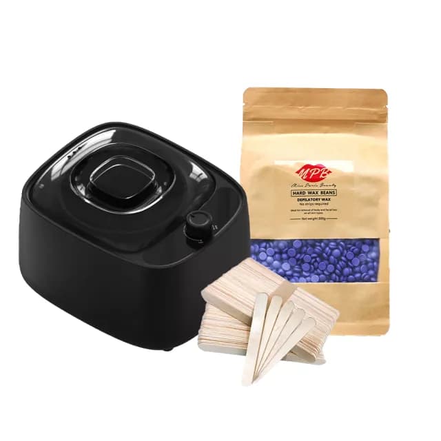 【MPB 巴黎小姐】時尚熱蠟套組 太空黑+薰衣草(蜜蠟 鬍鬚 蠟豆 電動刀儀 脫毛膏 比基尼 母親節禮物)