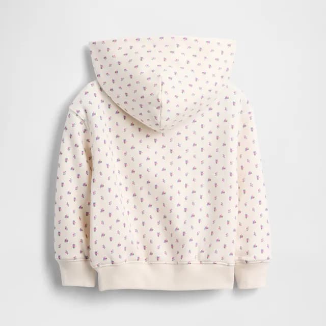 【GAP】女幼童裝 Logo刺繡刷毛連帽外套-象牙白(816547)