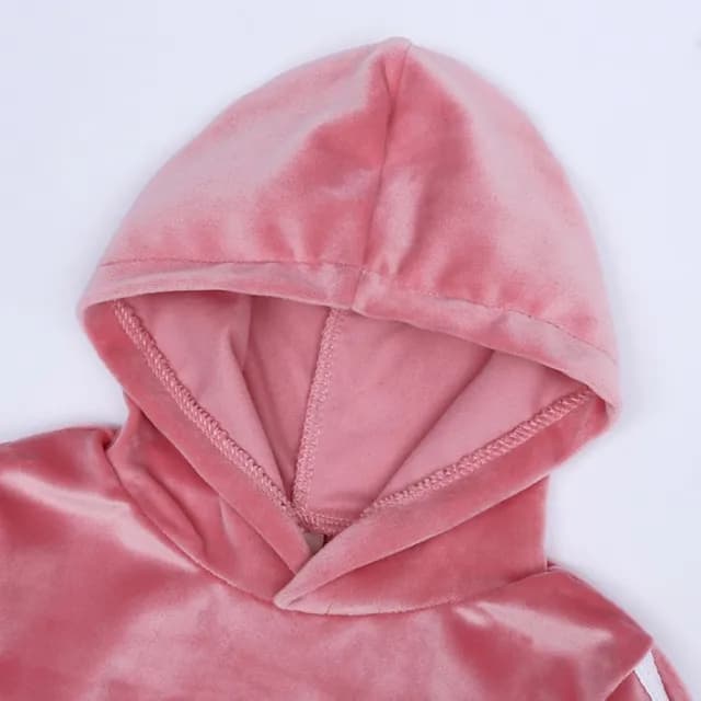 【橘魔法】運動風金絲絨連帽長袖套裝(帽T 長袖上衣 長褲 中性款 男童 女童 童裝 兒童)