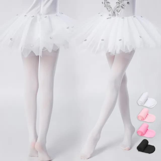 【橘魔法】天鵝絨芭蕾舞褲襪(白絲襪 褲襪 薄褲襪 白褲襪 黑褲襪 童裝 中童 大童 女童 禮服 兒童)