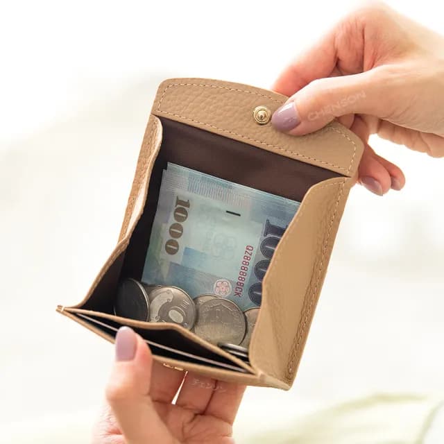 【CHENSON】真皮 2卡 一手握極小容量零錢包 適合電子支付族群(W25248)