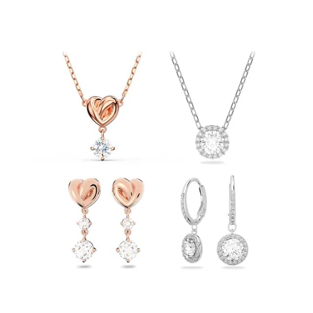 【SWAROVSKI 施華洛世奇】Lifelong Heart/Una Angelic 鏈墜/耳環 心形/圓形 鍍玫瑰金色/鍍白金色(4款任選)