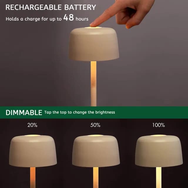 【alit】NOVA：LED可調高度防水桌燈 - 奶油白(床頭燈 氣氛燈 露營燈 夜燈 觸摸調光 無線照明 交換禮物)
