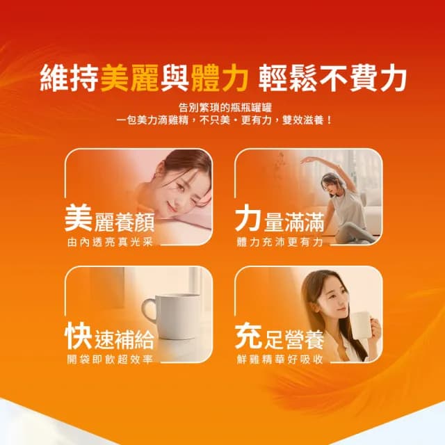 【QUAKER 桂格】買2送1-美力滴雞精52ml×8包x3盒 共24入(膠原蛋白/黑羽土公雞/BCAA/送禮推薦)