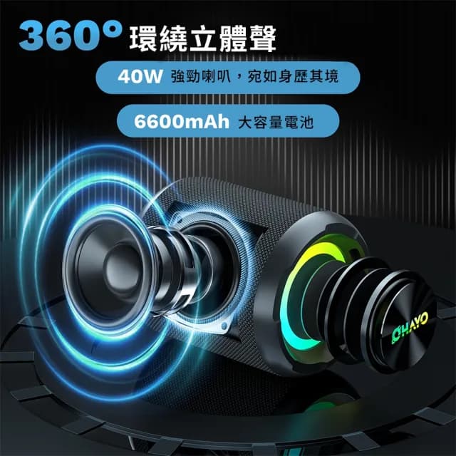 【OHAYO】X3 便攜藍牙音響(無線立體聲 40W 強勁輸出 防水音響)