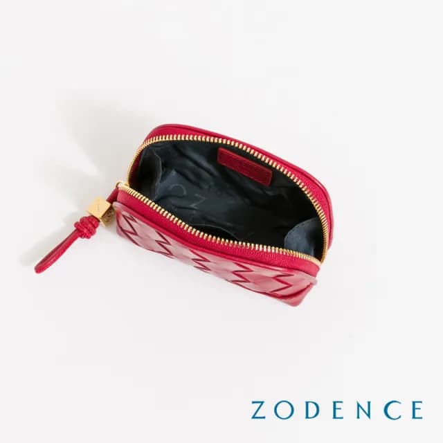 【ZODENCE 佐登司】CRAFTSOUL進口真皮手工上色編織拉鍊零錢包(雙11/多色/手工編織/真皮)