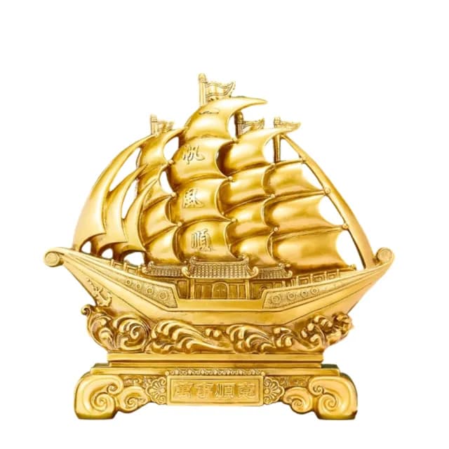 【超微米】一帆風順帆船擺件 招財擺件 客廳玄關酒櫃裝飾 開業喬遷禮物(辦公室招財擺件43*17*37CM)