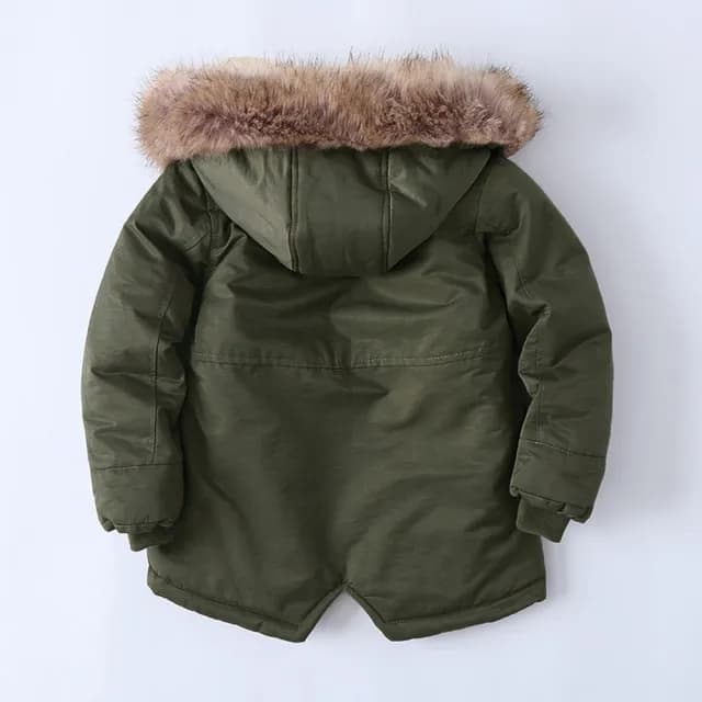 【橘魔法】單色毛領內刷毛連帽長袖外套(風衣 大衣 大童 夾克 厚外套 男童 兒童 童裝)