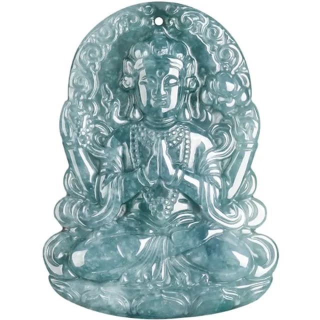 【Penny珮妮】A貨翡翠藍水 四臂觀音 吊墜項鍊(母親節 父親節 生日禮物 交換禮物 尾牙 新年 結婚 情人節)