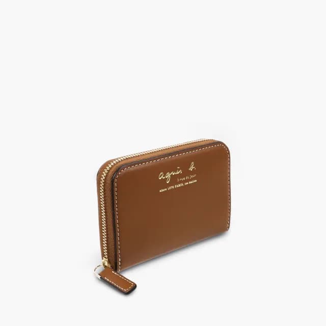 【agnes b.】Voyage 皮革 零錢包(棕色)