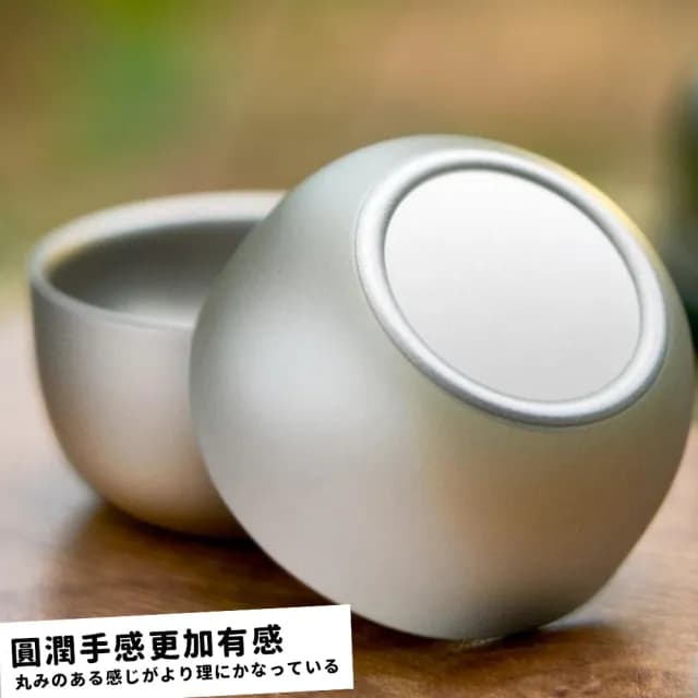 【Tihow 鈦好】日式匠人質感雙層隔熱純鈦茶杯50ml 2入組(主人杯 品茗杯 長輩禮物 純鈦茶杯組)