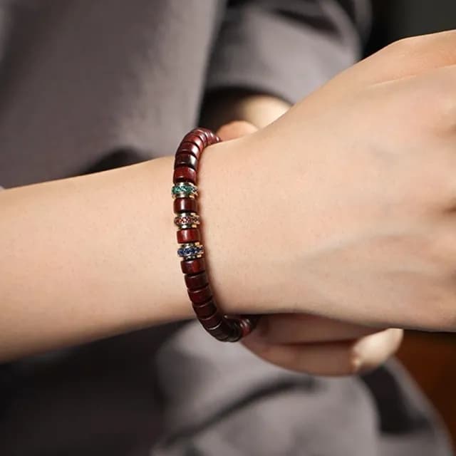 【MoonDy】雙11 小葉紫檀手串 串珠手鍊 直切藥片珠 黑檀木手串 佛珠手環 文玩飾品