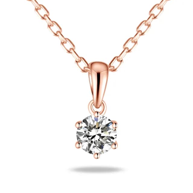 【蘇菲亞珠寶】14K玫瑰金 六爪 鑽石項墜