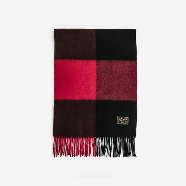 【Roots】Roots 配件- PLAID 羊毛圍巾(紅色)