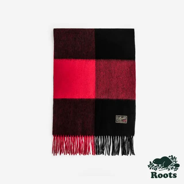 【Roots】Roots 配件- PLAID 羊毛圍巾(紅色)