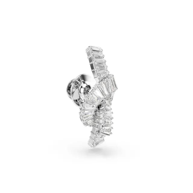 【SWAROVSKI 施華洛世奇】Matrix 小胸針 長方形切割 繩結 白色 鍍白金色(情人節禮物)