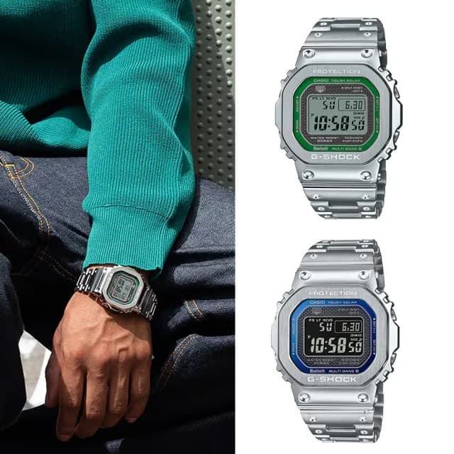 【CASIO 卡西歐】G-SHOCK 電波 藍牙 太陽能電力 耀眼湛藍 男錶(GMW-B5000D-2.GMW-B5000D-3)