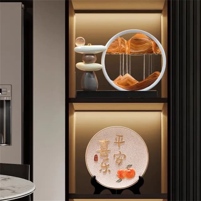 【新川】石來運轉 35*27cm流沙擺件 沙漏 創意3D流沙畵(客廳酒櫃玄關裝飾品 喬遷新居開業禮物)