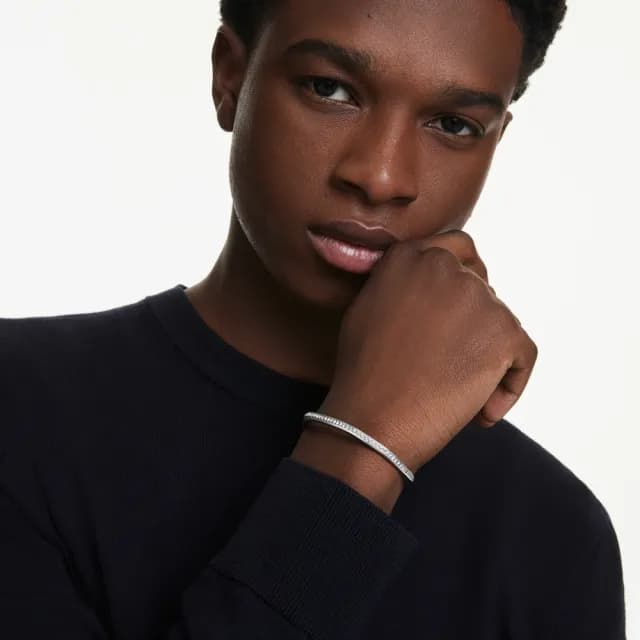 【SWAROVSKI 施華洛世奇】Dextera 手鐲 八邊形 圓形切割 白色 鍍白金色(情人節禮物)