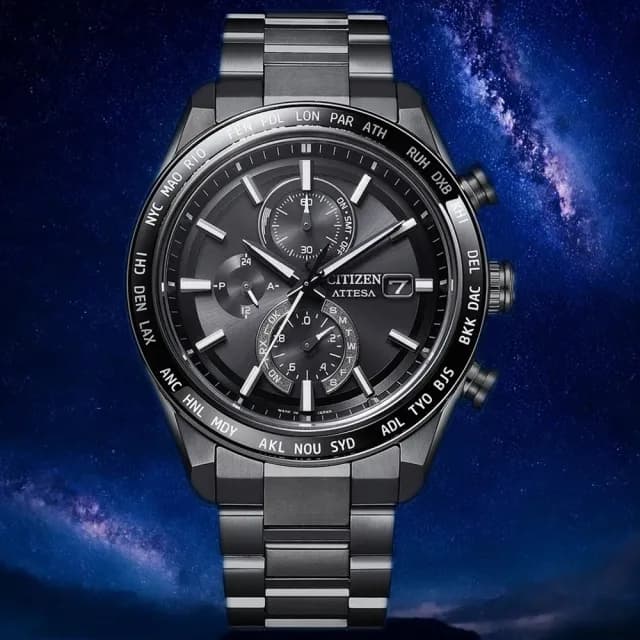 【CITIZEN 星辰】ATTESA 鈦金屬 光動能電波計時手錶 男錶-42mm 禮物 送禮 推薦(AT8294-59E)