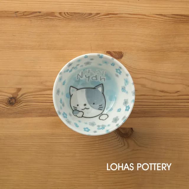【LohasPottery 陸寶】日本製 美濃燒 動物卡通釉下彩壓紋餐具｜4.6 吋飯碗 五入組(兒童碗 點心碗)