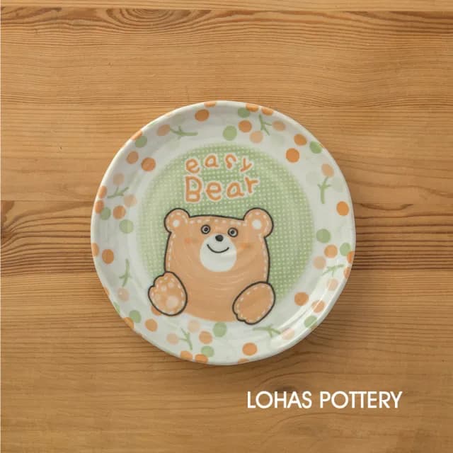 【LohasPottery 陸寶】日本製 美濃燒 動物卡通釉下彩壓紋餐具｜6.5 吋平盤 五入組(甜點盤 點心盤)