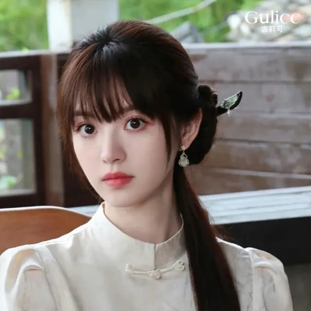 【Golicc】中式 貓眼石 粉葫蘆花 耳環(雙十 萬聖節 生日 飾品 耳釘 耳飾 耳墜 禮物)