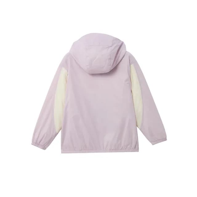 【GIORDANO 佐丹奴】童裝輕量內刷毛連帽外套(82 蘭花瓣紫X奶白)