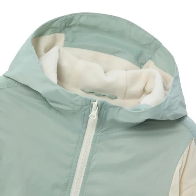 【GIORDANO 佐丹奴】童裝輕量內刷毛連帽外套(81 陰影綠X奶白)