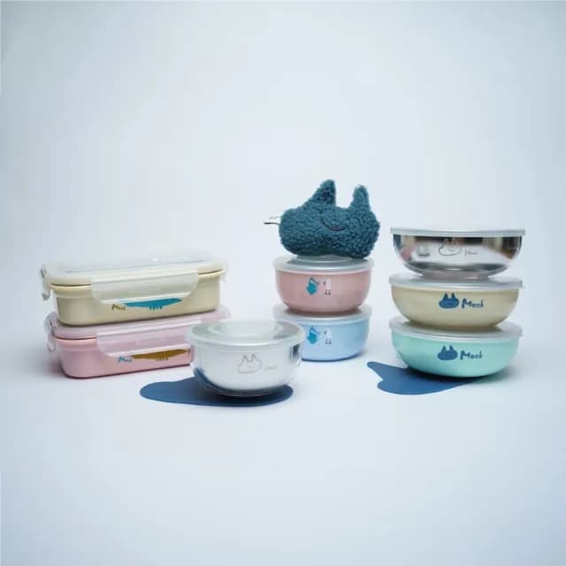 【Moek】雙層抗菌可微波不鏽鋼餐盒三件組(便當盒 學習餐具 兒童餐具)