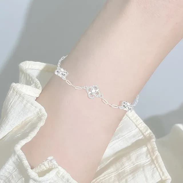 【LEEHER】雙11 四葉草/造型手鍊/莫桑石手鍊/質感銀飾/禮物首選/女用手鍊/純銀材質/百搭手鍊/女手鍊/氣質銀