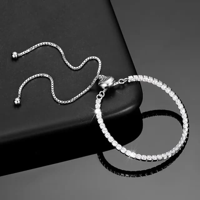 【LEEHER】雙11 莫桑石/直排設計/純銀飾品/女用手鍊/簡約設計/女手鍊/質感配件/日常百搭/氣質手鍊