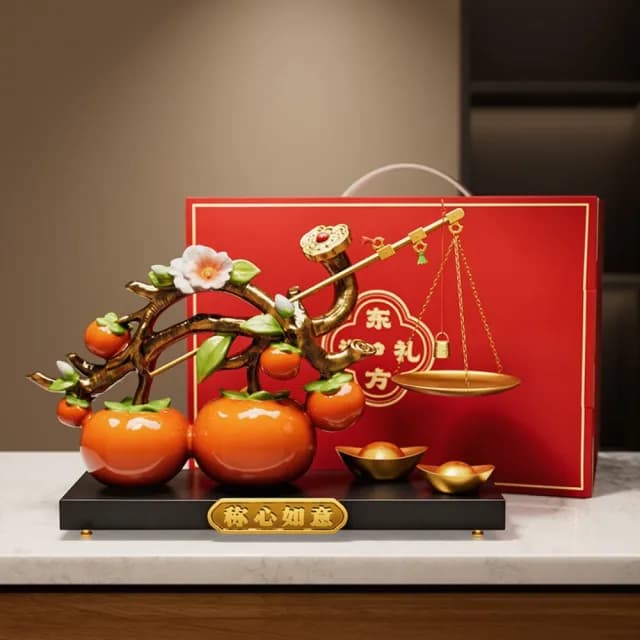 【FLF】柿柿如意桌上擺飾 喬遷新居禮物(常規款禮盒裝)