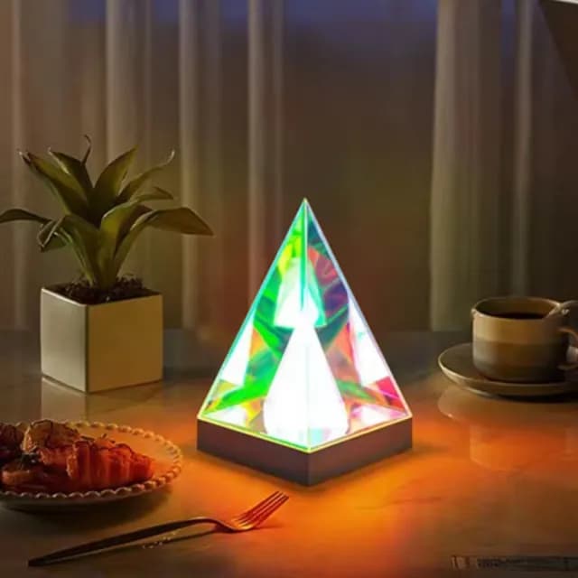 【送禮首選】氛圍感立體三角小夜燈(電競房 桌面 裝飾燈 氛圍燈 房間佈置 生日禮物 床頭燈 USB 聖誕禮物)