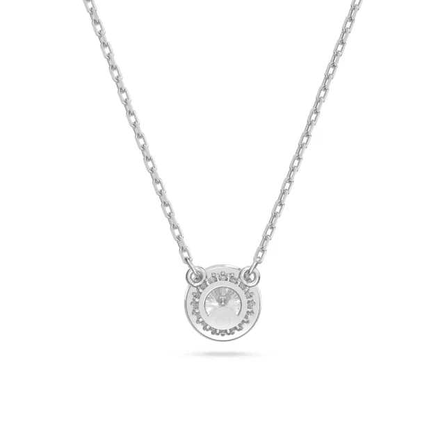 【SWAROVSKI 施華洛世奇】Una Angelic 鏈墜 圓形切割 密鑲 白色 鍍白金色/鍍玫瑰金色(2色任選_情人節禮物)