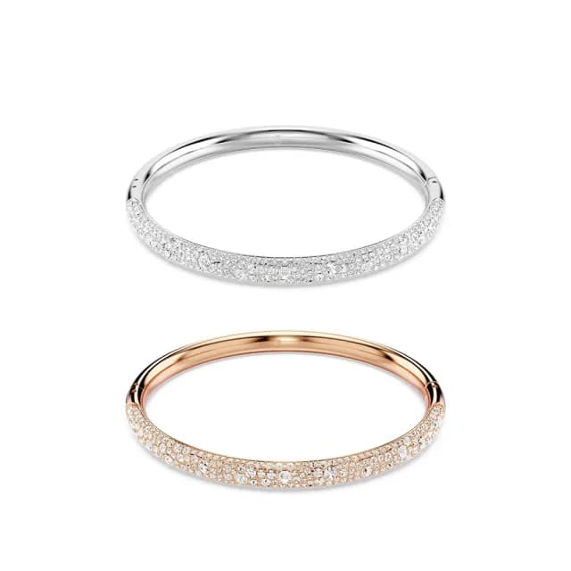 【SWAROVSKI 施華洛世奇】Meteora 手鐲 雪花密鑲 白色 鍍白金色/鍍玫瑰金色(2色任選_情人節禮物)